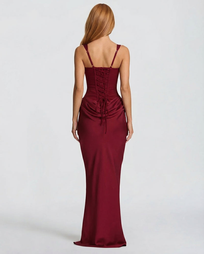 Satin Corset Maxi Dress For Women
