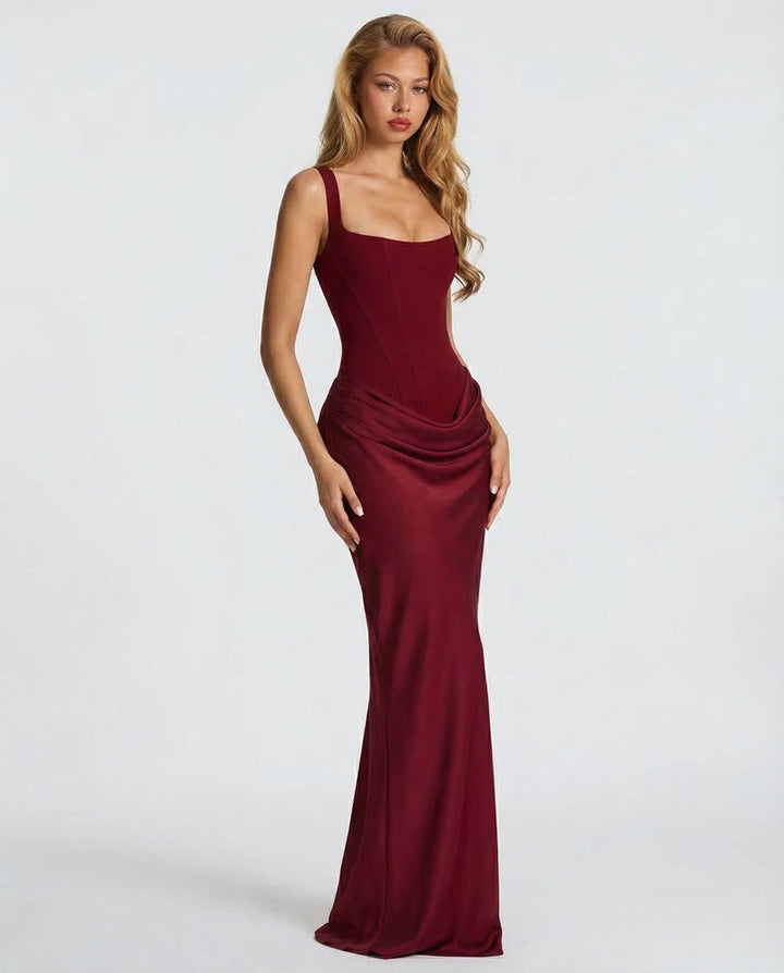 Satin Corset Maxi Dress For Women