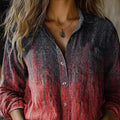 Women's Boho Print Long Sleeve Button-Up Blouse