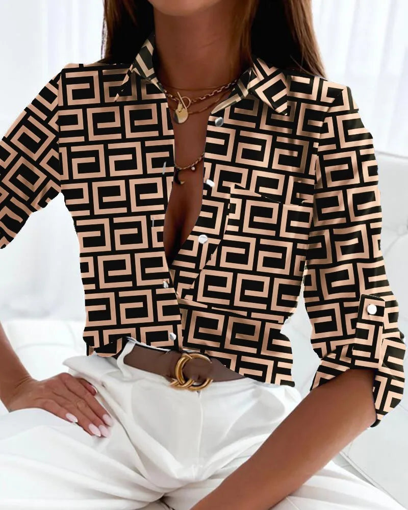 Abstract Line Art Blouse For Women