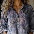 Women's Boho Print Long Sleeve Button-Up Blouse