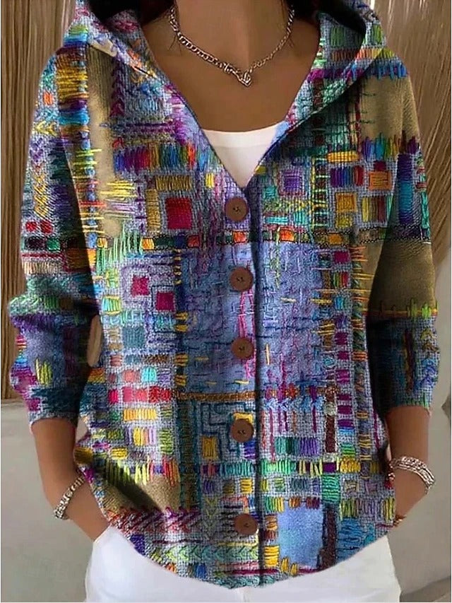 Elegant  Button Hooded Sweater