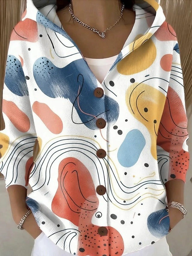 Elegant  Button Hooded Sweater