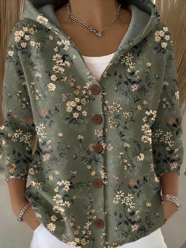 Elegant  Button Hooded Sweater