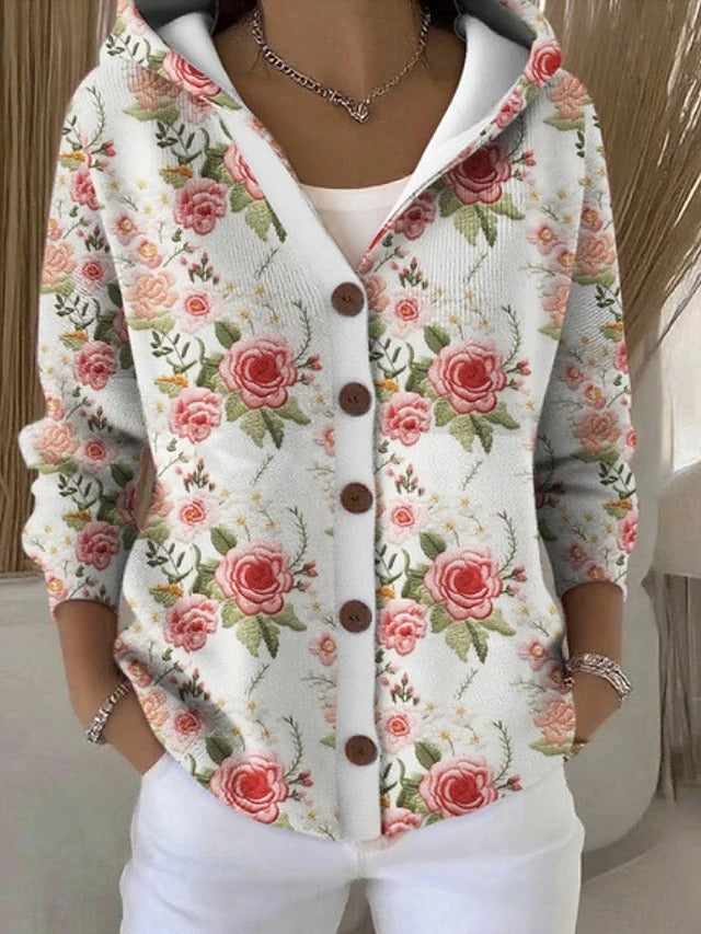 Elegant  Button Hooded Sweater