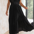 Fall Wedding Guest Pleated Maxi Dress
