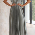 Fall Wedding Guest Pleated Maxi Dress