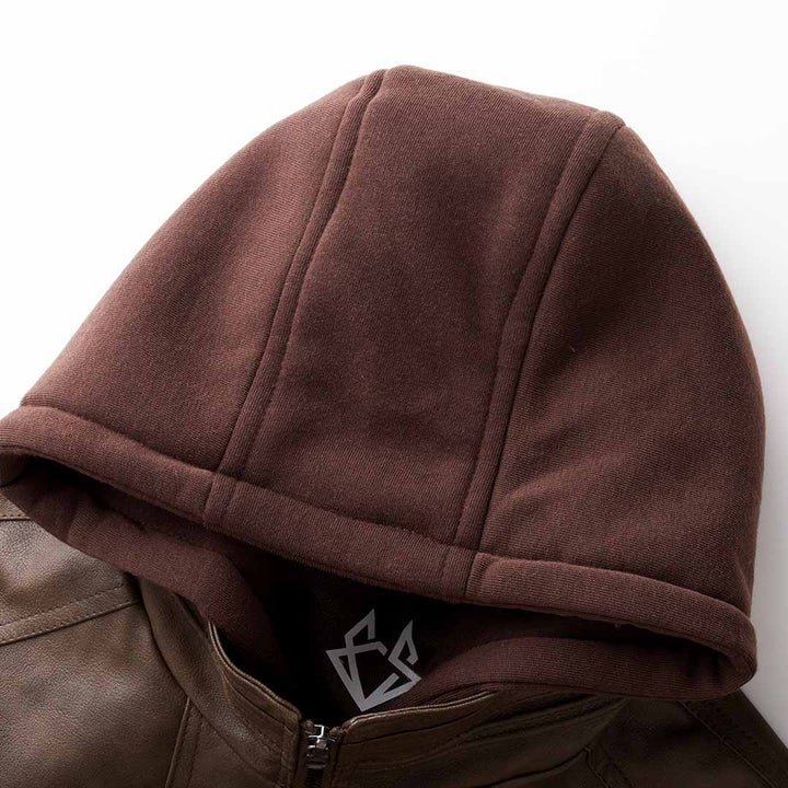 Premium Hooded Leather Jacket For Men