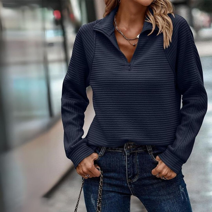 Ribbed Knit Long Sleeve Top For Women