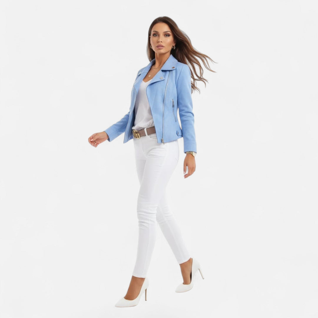 Slim Zip Moto Jacket For Women
