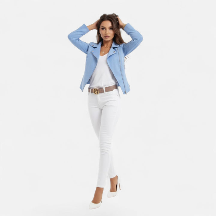 Slim Zip Moto Jacket For Women