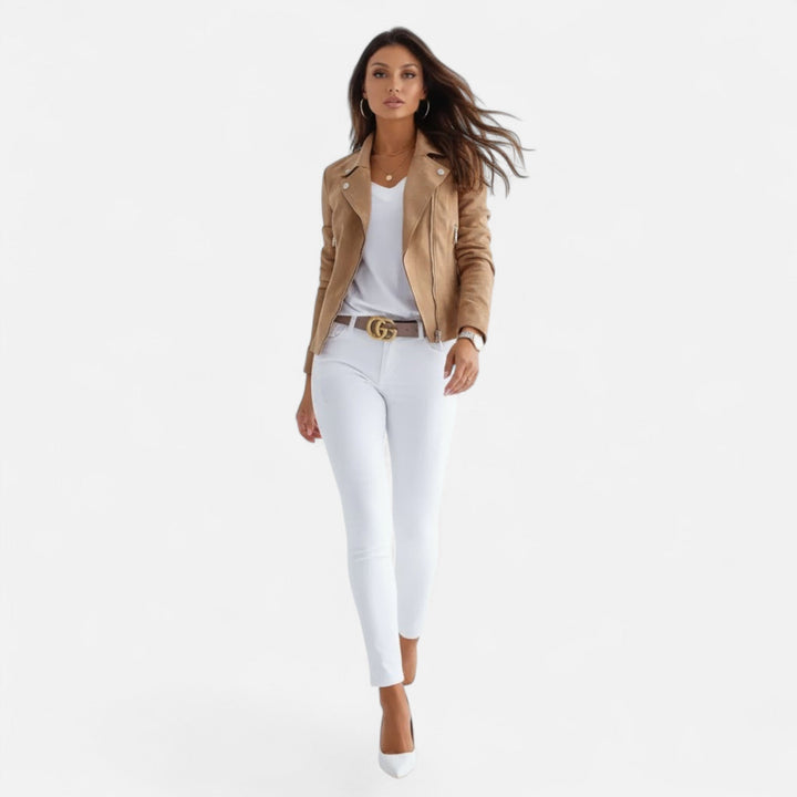 Slim Zip Moto Jacket For Women
