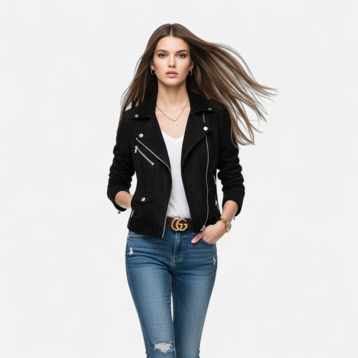 Slim Zip Moto Jacket For Women