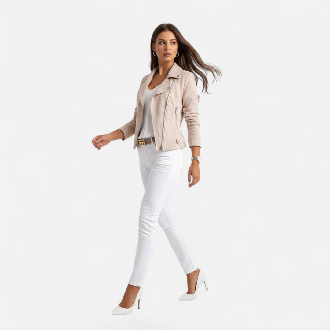 Slim Zip Moto Jacket For Women