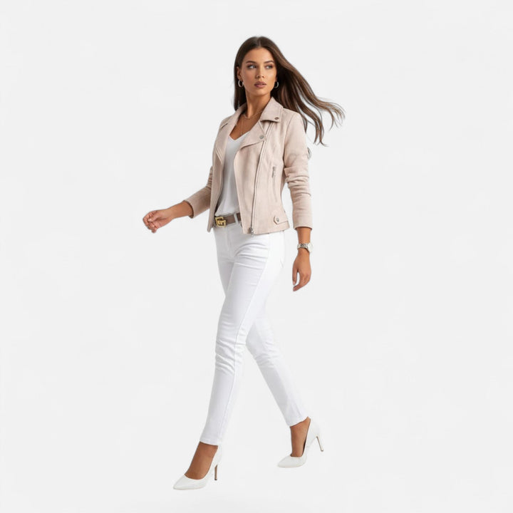 Slim Zip Moto Jacket For Women