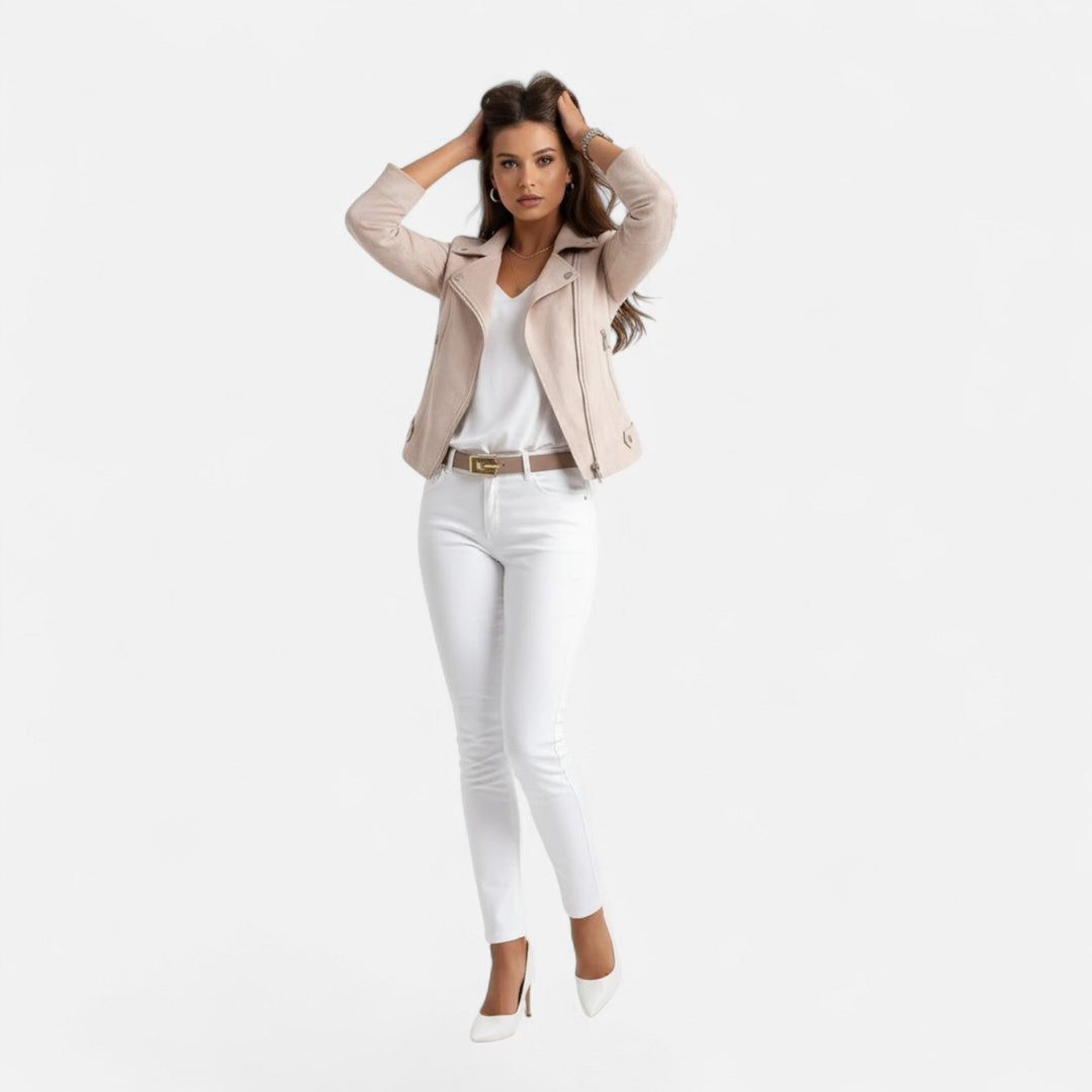 Slim Zip Moto Jacket For Women