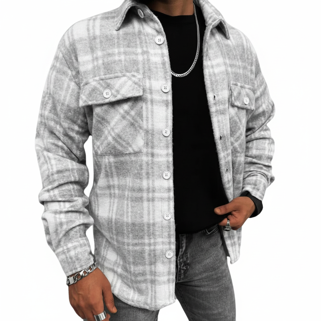 Premium Plaid Overshirt Jacket For Men