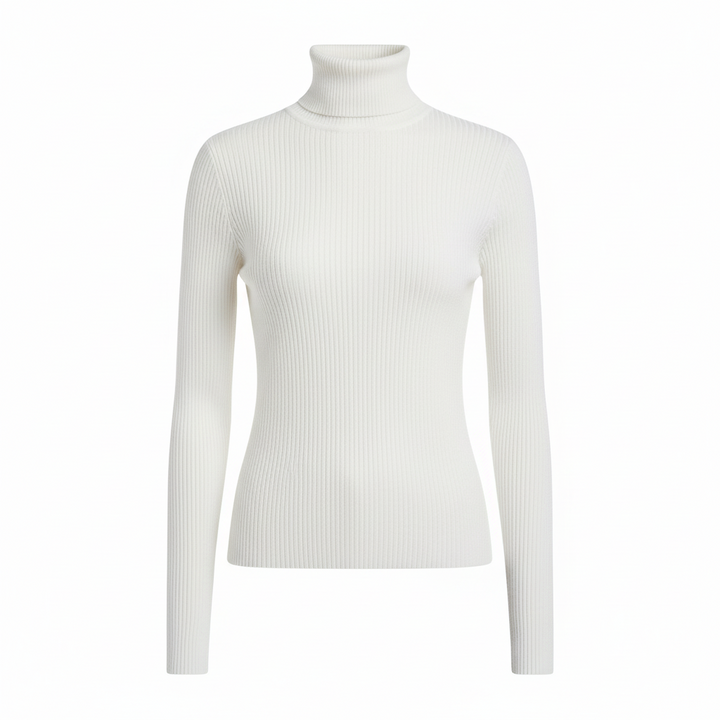 Ribbed Turtleneck Knit Top For Women