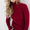 Ribbed Turtleneck Knit Top For Women