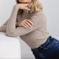 Ribbed Turtleneck Knit Top For Women
