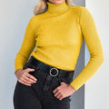 Ribbed Turtleneck Knit Top For Women