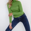 Ribbed Turtleneck Knit Top For Women