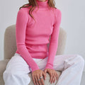 Ribbed Turtleneck Knit Top For Women
