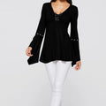 Lace-Up Flare Sleeve Blouse For Women
