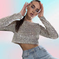 Luxe Sequin Crop Top For Women