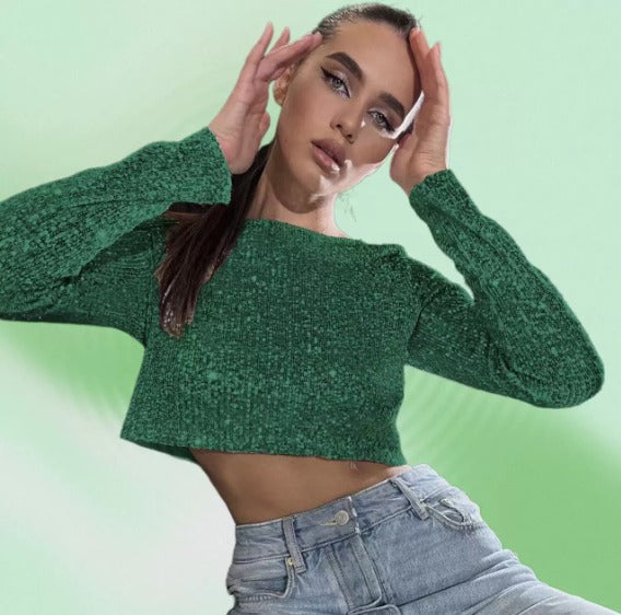 Luxe Sequin Crop Top For Women