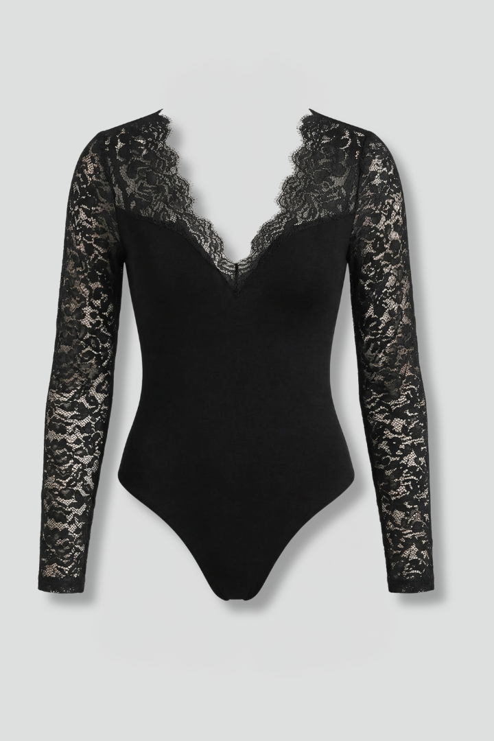 Long Sleeve Lace Bodysuit For Women