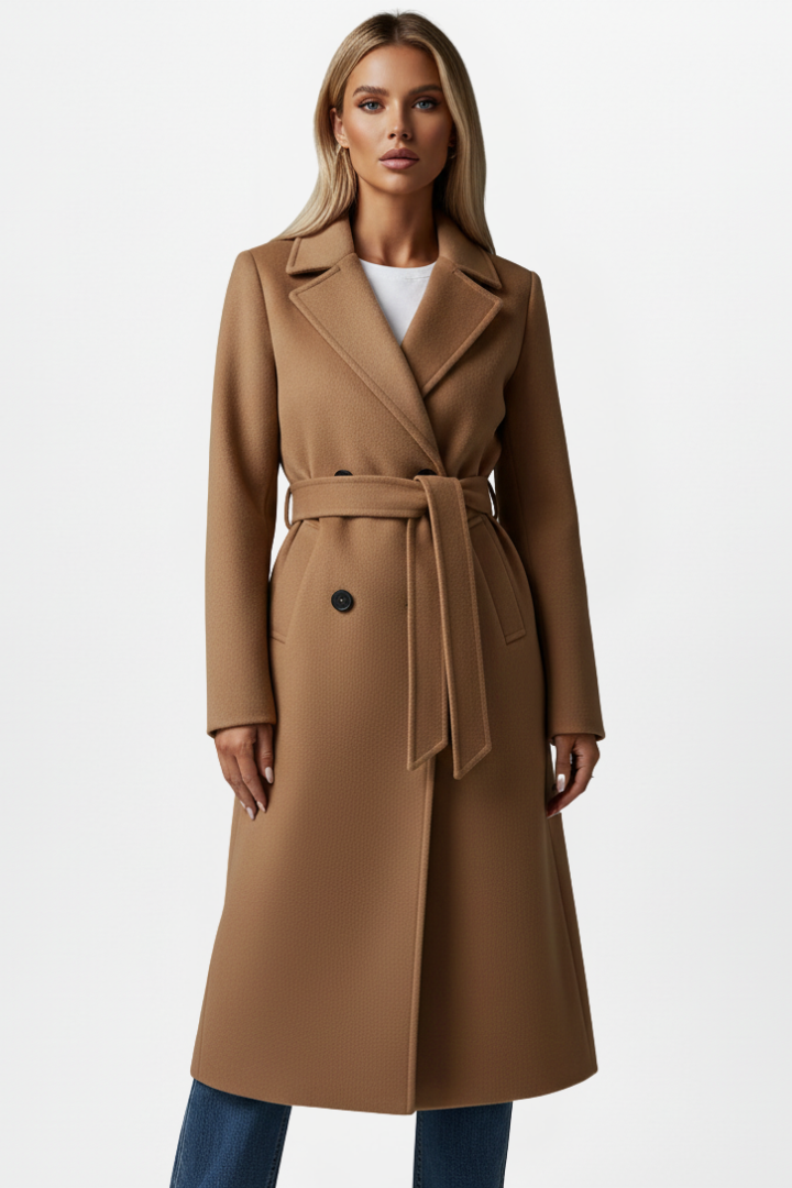 Double Breasted Long Coat For Women