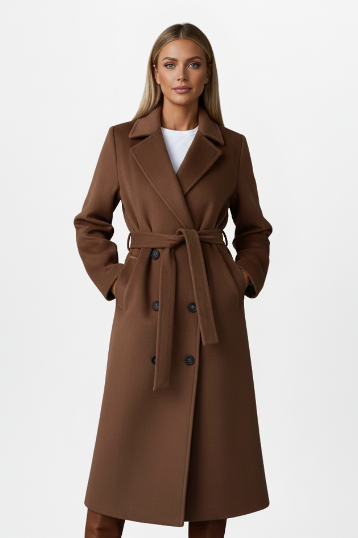 Double Breasted Long Coat For Women