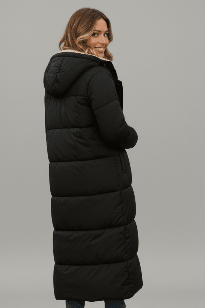 Hooded Longline Puffer Coat For Women