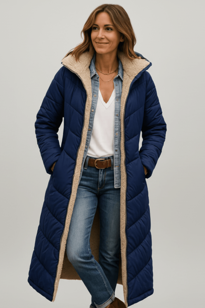 Hooded Longline Puffer Coat For Women