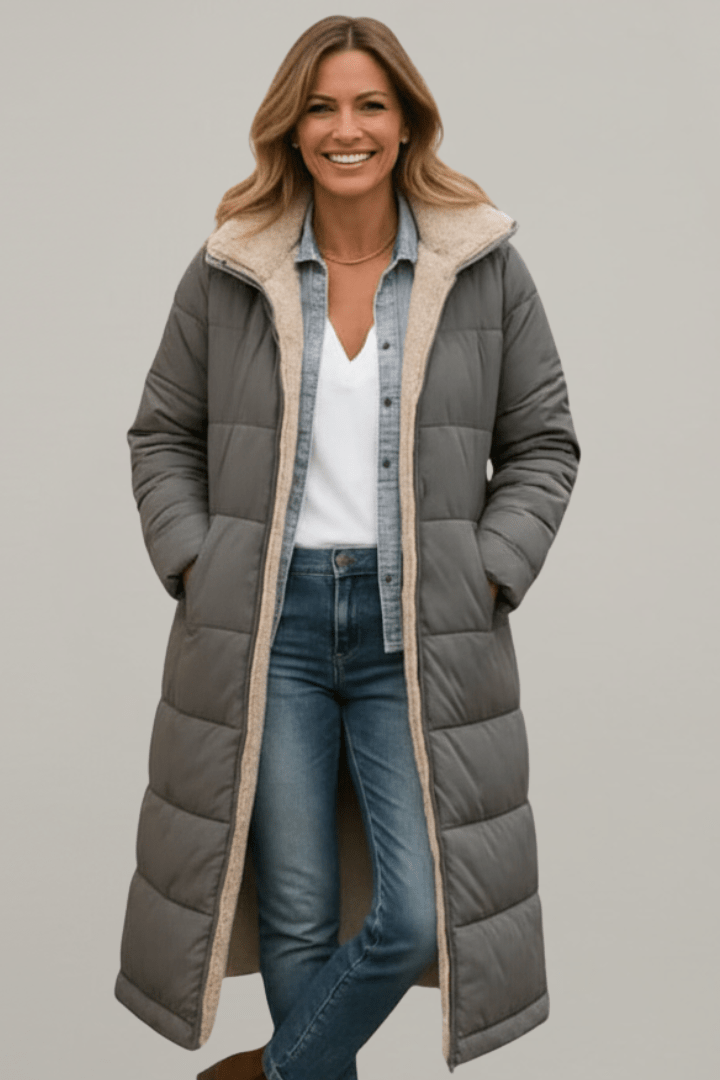 Hooded Longline Puffer Coat For Women