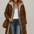 Hooded Longline Puffer Coat For Women