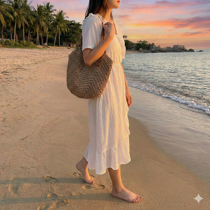 Women's Beach Bag Woven Shoulder Design | Tote