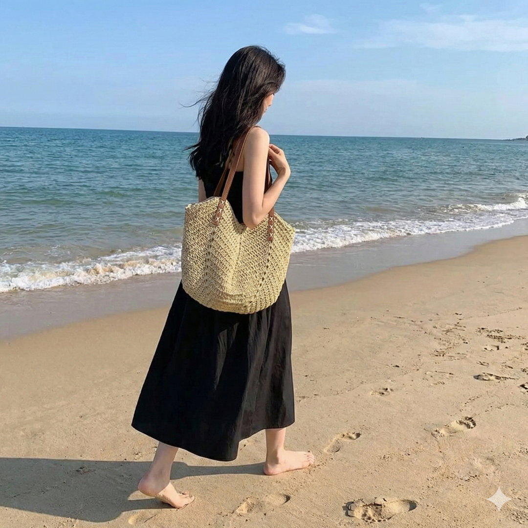 Women's Beach Bag Woven Shoulder Design | Tote