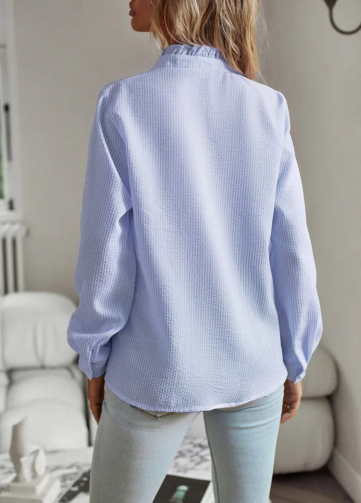Soft Ruffle Detail Blouse with Elegant Textured Finish For Women