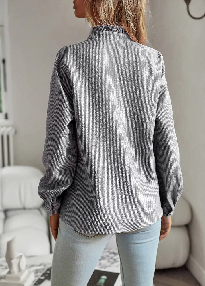 Soft Ruffle Detail Blouse with Elegant Textured Finish For Women
