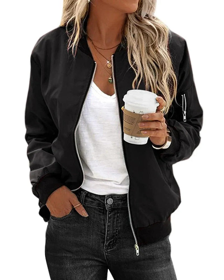 Classic Zip Bomber Jacket For Women