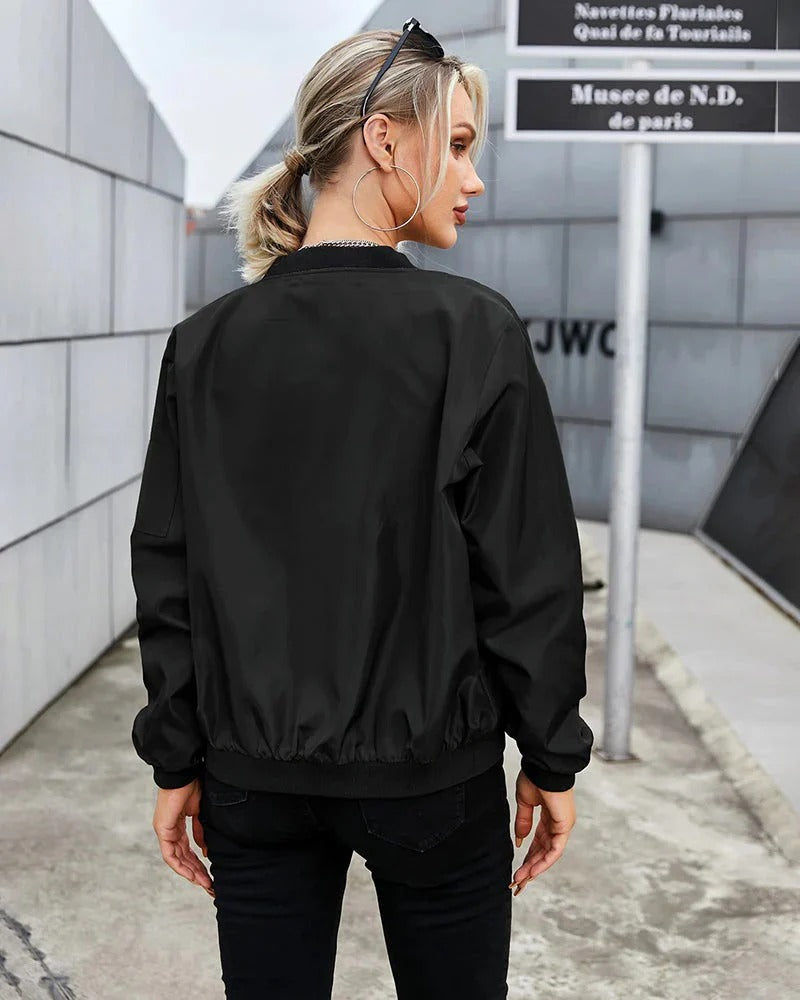 Classic Zip Bomber Jacket For Women