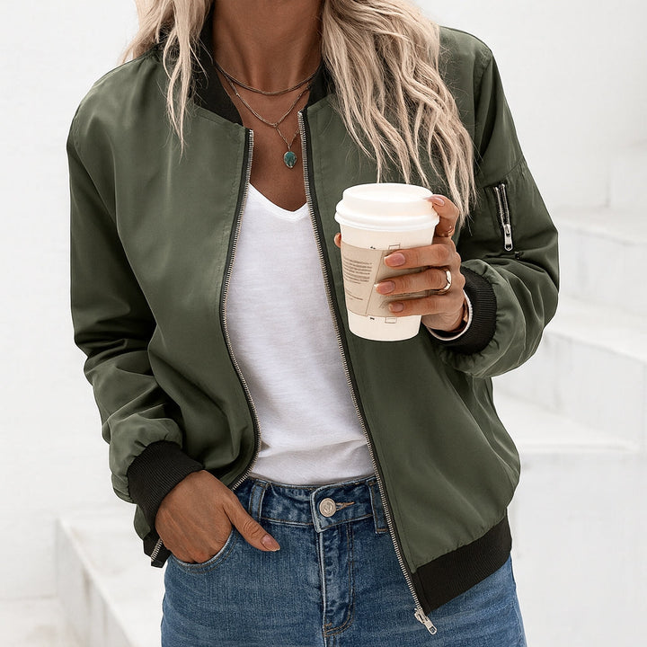 Classic Zip Bomber Jacket For Women