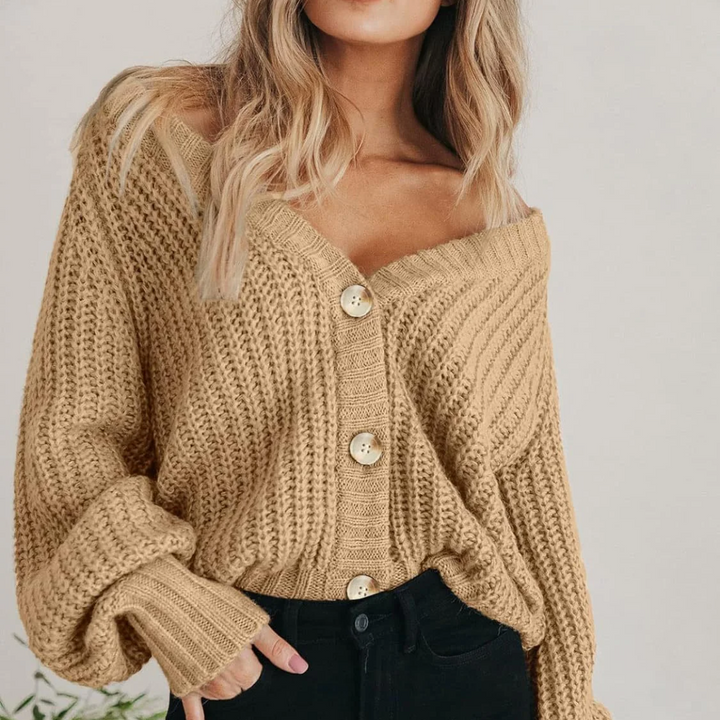 Chunky Knit Button Cardigan with Luxe Texture For Women