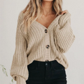 Chunky Knit Button Cardigan with Luxe Texture For Women