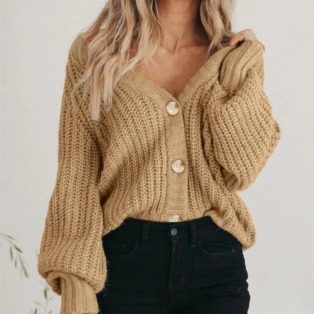 Chunky Knit Button Cardigan with Luxe Texture For Women