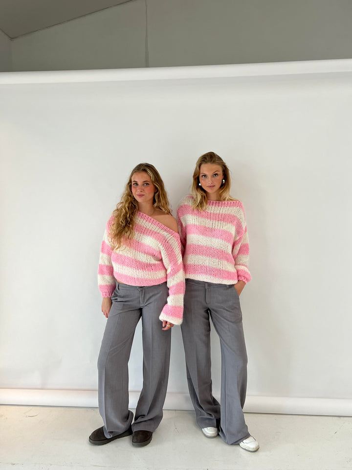 Oversized Striped Knit Sweater With Cozy Luxe Appeal For Women