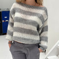 Oversized Striped Knit Sweater With Cozy Luxe Appeal For Women