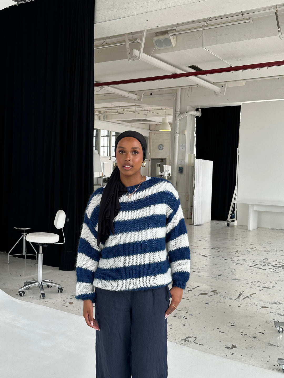 Oversized Striped Knit Sweater With Cozy Luxe Appeal For Women